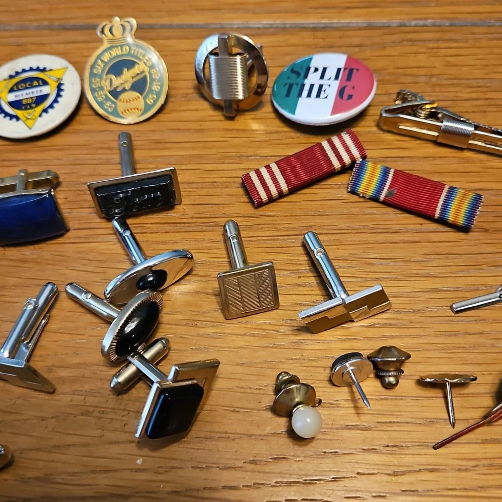 Vintage Junk Drawer Lot Pins Cufflinks Jewelry
